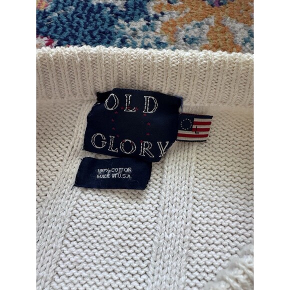 Vintage Old Glory Sweater Mens Large Pullover Knit Flag USA Crew Neck Patriotic - Picture 4 of 7